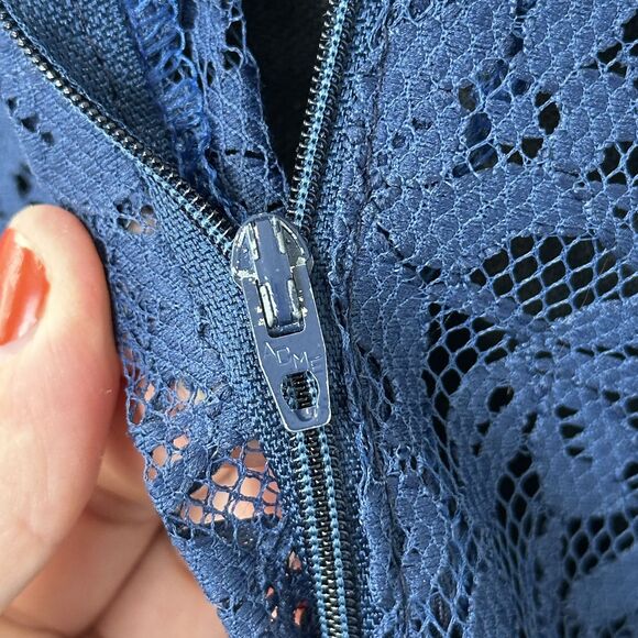 Antique 1920s Flapper Dress S Blue Lace Drop Waist Roaring Gatsby Vtg Jazz Dance - Picture 7 of 13